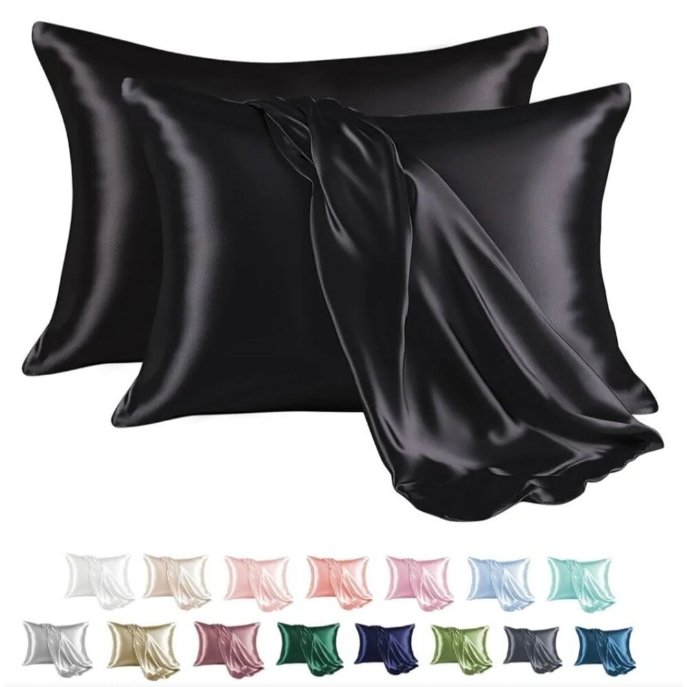 Satin Pillowcase for Hair and Skin, Queen Size Pillow Cases Set of 2 (20" - 30")